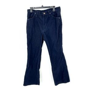 Vintage 80's Wrangler Men 34 Short Blue Corduroy Boot Cut See Boot Logo Zip Pull